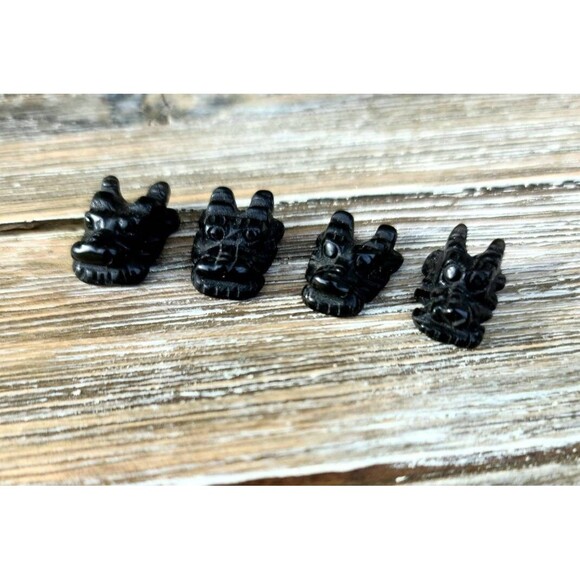 ONE Black obsidian mini Dragon Head Crystal grounding protection root chakra - Picture 2 of 2